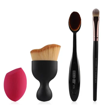 

4PCS/SET Makeup Brush Toothbrush Type Foundation Brush Bevel Multi-functional Brushes Powder Puff MAG5196