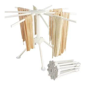 

Pasta Drying Rack with 10 Bar Handles, Kitchen Pasta Drying Rack Folding,Noodle Dryer Stand Hanging for Home Use,White