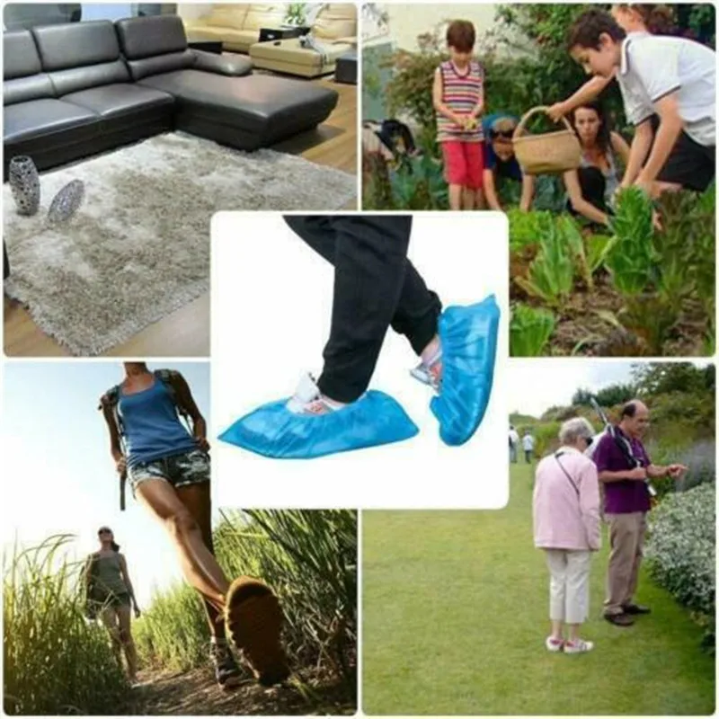 Disposable Shoe Cover Blue Anti Slip Plastic Cleaning Overshoes Boot Safety Shoe Covers Carpet Cleaning Overshoes Protective
