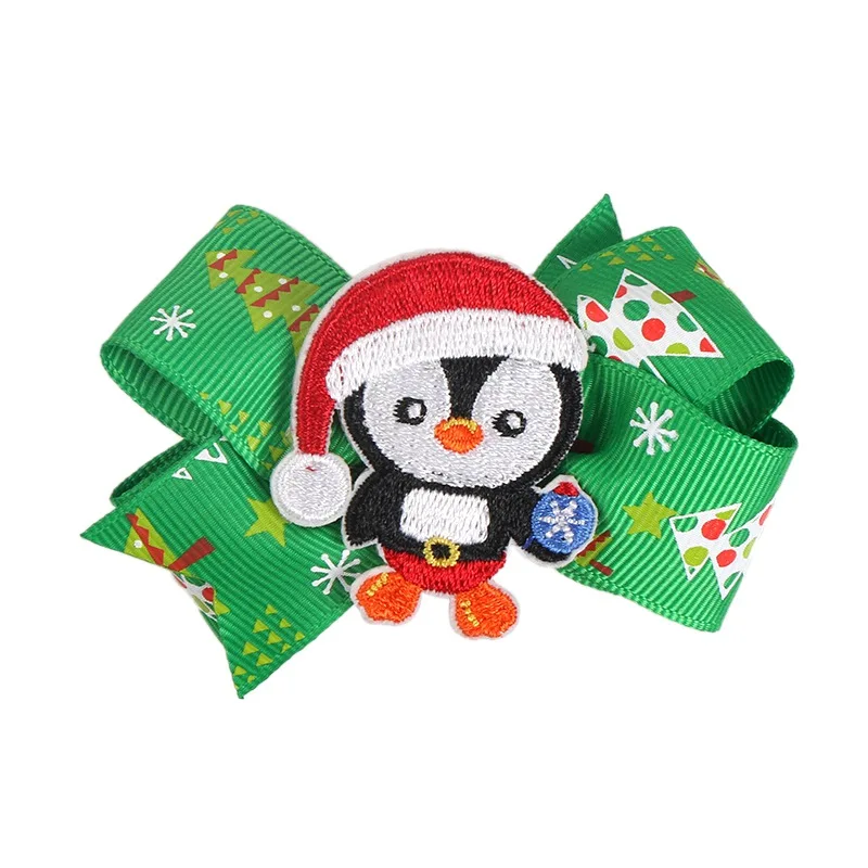 

Christmas Hair Clips Baby girl Hair Bows Cute Glitter Elk Festival Gift Snowman Print Hair Accessories