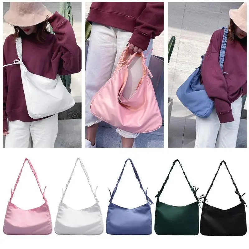 Nylon Casual Messenger Bag Women Pleated Shoulder Strap Crossbody Handbag Female Crossbody Shoulder Bags Ladies Handbags