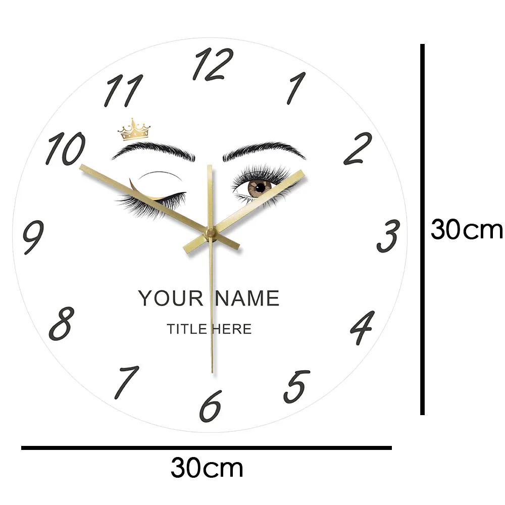 Наращивание ресниц салон красоты пользовательские акриловые настенные часы ресницы королева подмигивание глаз Корона брови макияж студия время часы