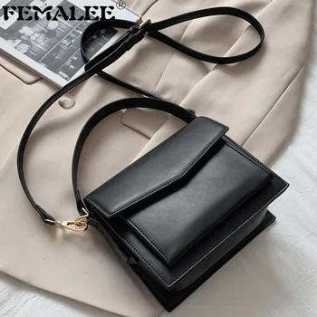 

2020 Fashion Solid Colour Flap Bags For Women PU Leather Square Tote Bag High-Capacity Single Shoulder Handbag Crosssbady Purse
