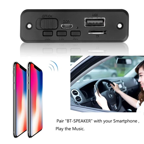 블루투스 5.0 MP3 플레이어 디코더 보드, 자동차 FM 라디오 모듈, 2x3W 6W 앰프 지원, FM TF USB 핸즈프리 통화, 5V 3