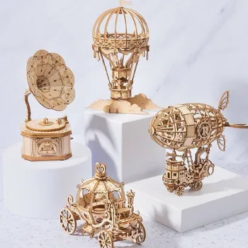 

Christmas creative 3d dimensional jigsaw puzzle diy hand-assembled wooden table ornaments aircraft model children gift boys new