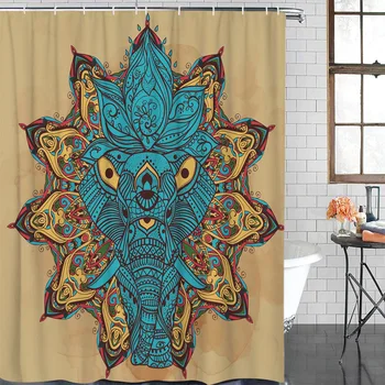 

Shower Curtain Color Flower Animal Elephant Waterproof Polyester Fabric Bathroom Curtain Home Decoration Bathroom Shower Curtain