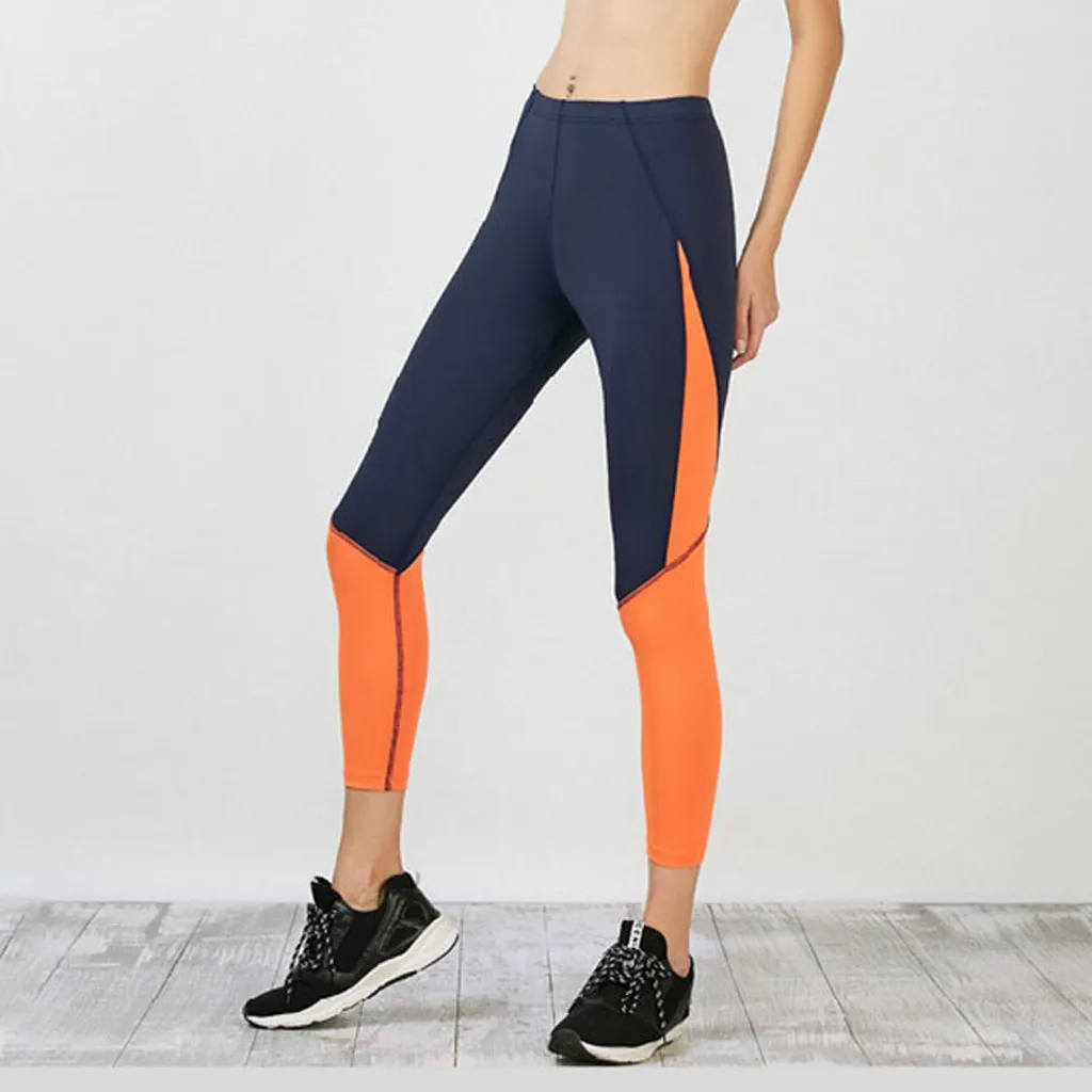 

Colour-Coloured Hip Digital Sports Yoga Nine-minute Pant Fitness Sport Suit Women High Waist Backless Gym Running Sport Wear A7