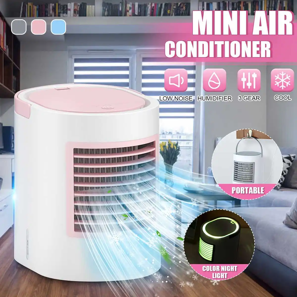 

Portable USB LED Light Air Conditioning Water Cooling Fan Cooler Humidifier Purifier Home Office Desk Fan Air Conditioning