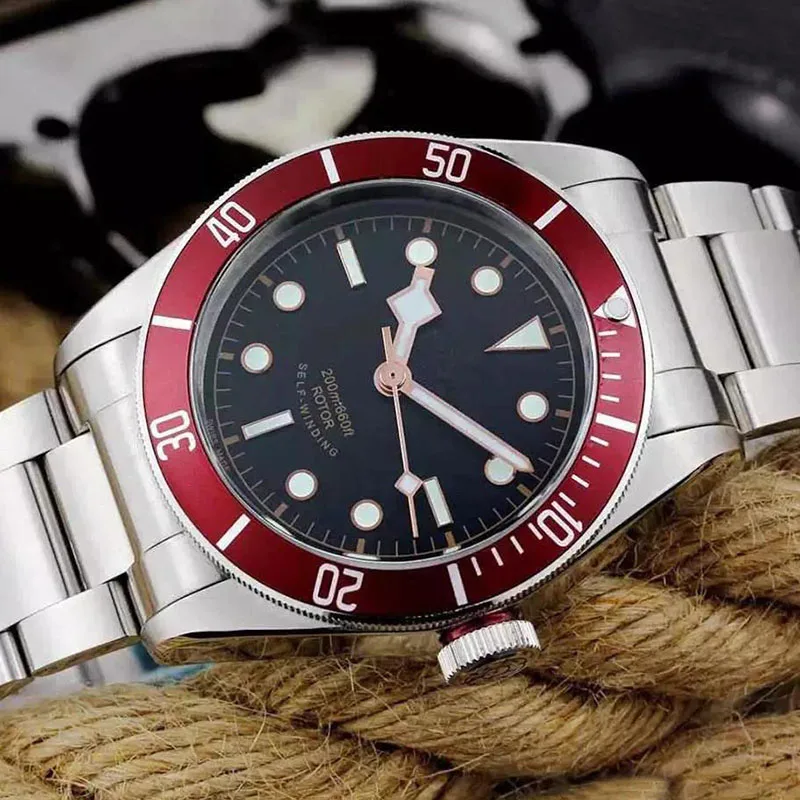 1 Автоматические механические мужские часы из нержавеющей стали Black Bay PELAGOS MONTRES, дизайнерские мужские часы, роскошные Брендовые Часы, наручные часы - Цвет: 1