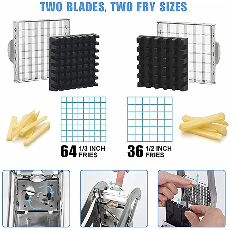 Stainless Steel Two Blade French Fries Cutter Household Slicer Potato Slicer Cucumber Radish Kitchen Tools vegetable cutter