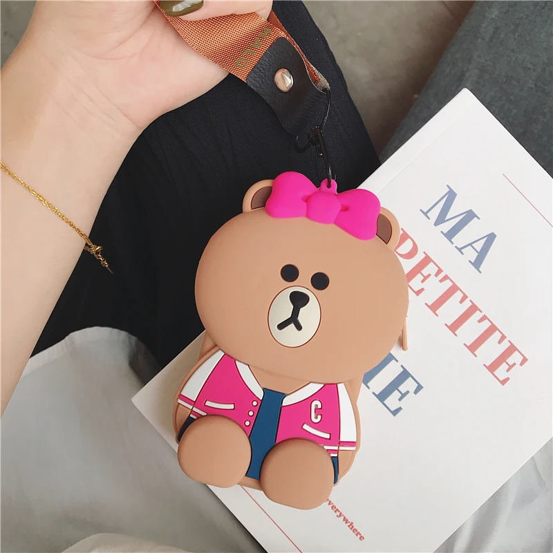 

3D Cartoon Soft Silicone Portable Storage Earphone Case Makeup Bag Women Coin Purse Girls Mini Wallet Card Holder Keys Pouch