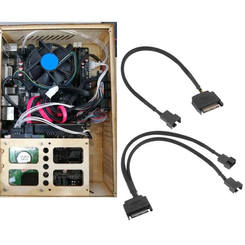 

SATA 15 Pin to 1/2 Cooling Fan Interface 3 Pin/4 Pin Laptop Motherboard CPU Fan Extension Cable Adapter Cable Connectors