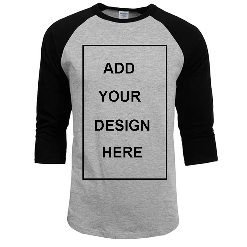 Grey Black Индивидуальная Мужская Дизайнерская футболка с круглым вырезом, мужская повседневная футболка из хлопка с рукавом 3/4, лидер продаж, Мужская футболка с рукавом реглан - Цвет: Grey Black