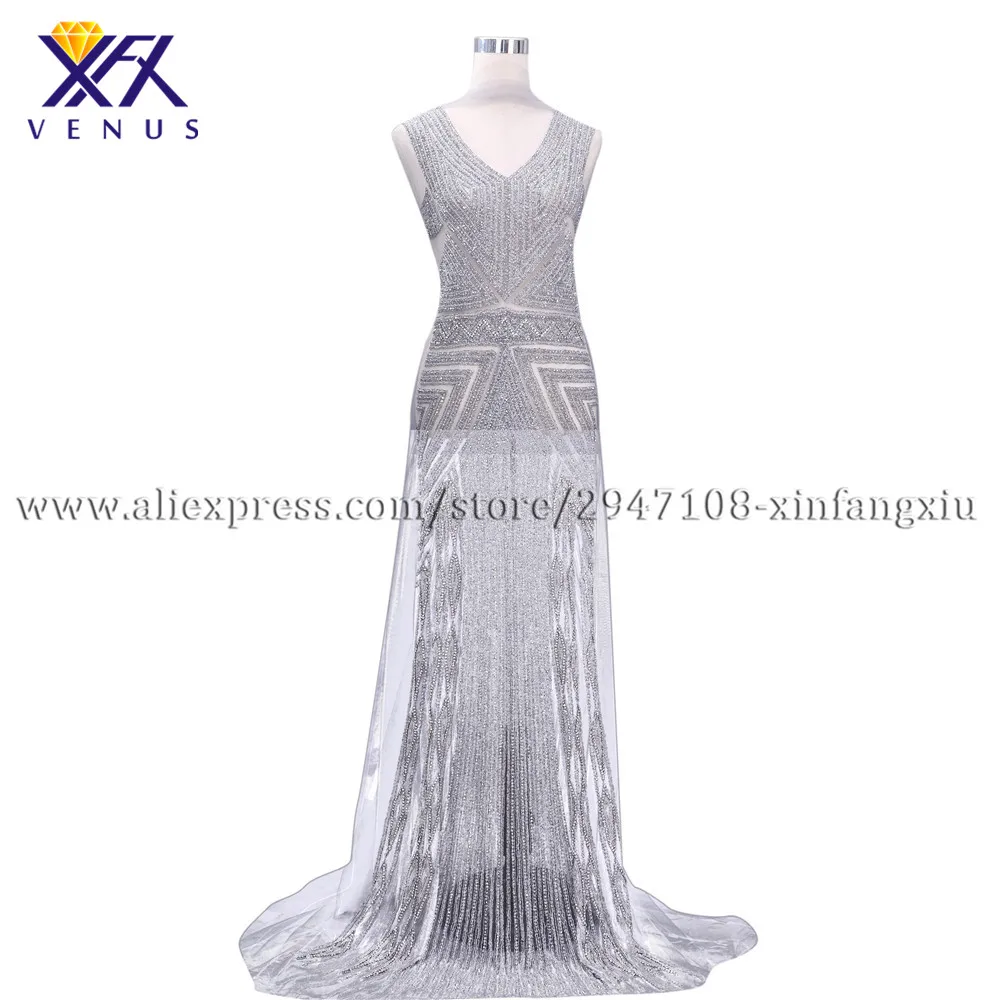 

XFX VENUS 2019 new Long Women Wedding applique Crystal beaded applique V neck for Lady wedding dress accessories