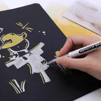 

1PC DIY Metal Waterproof Permanent Paint Marker Pens 1.5mm Sharpie and Student Gold Silver Art painting Pen Supplies Craftw B5E7