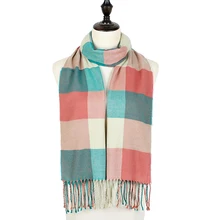 Winter Plaid Scarf Women Foulard Solid Scarves Female Shawls and Wraps New Designer Cashmere Scarfs Luxury Bufandas Hombre