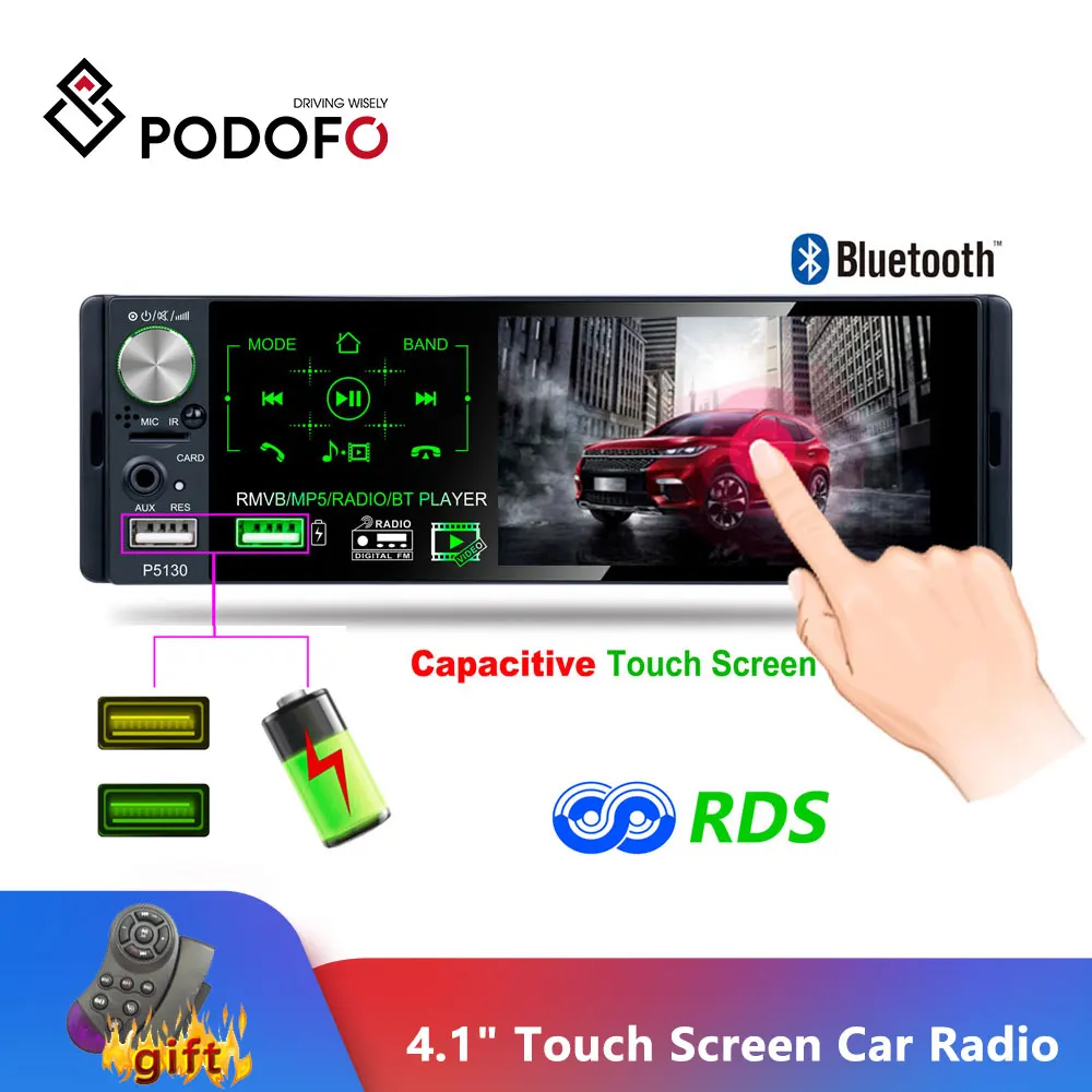 Автомагнитола Podofo 1 Din сенсорный экран 4 дюйма Bluetooth MP5 USB MP3 TF|Автомобильные