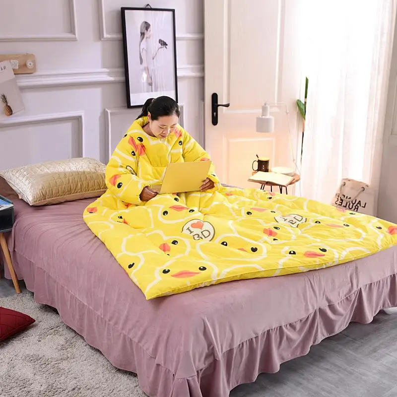 Dropshipping Winter Lazy Quilt With Sleeves Wearable Blanket Wrap Throw