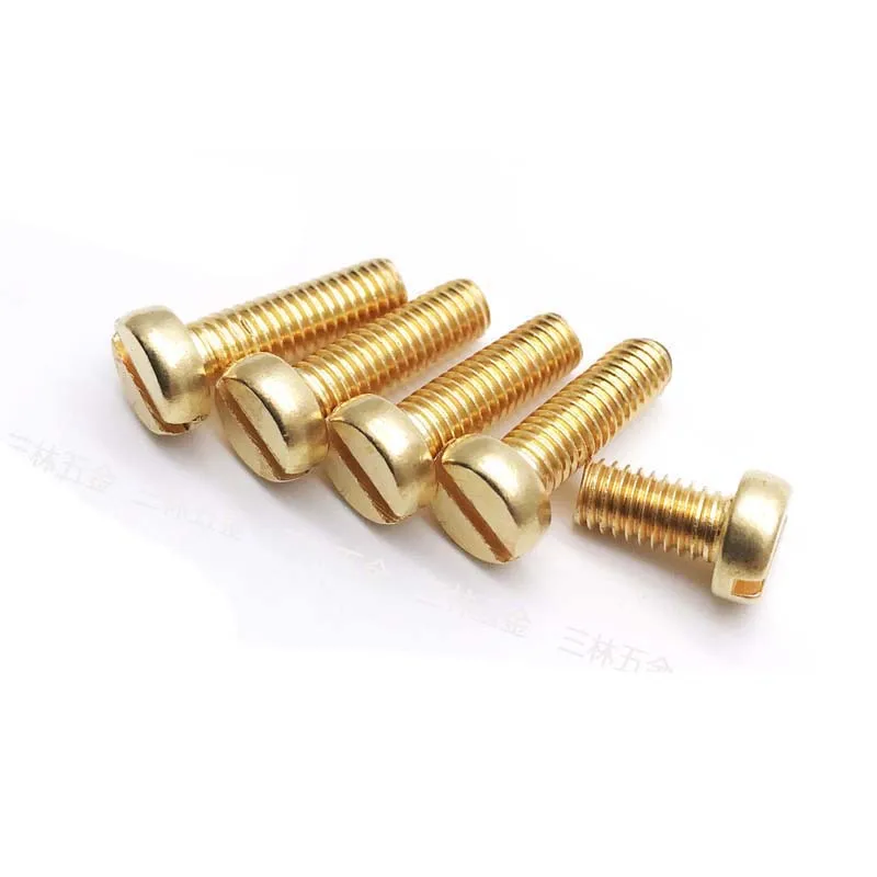 10pcs M4 Slotted Cylindrical Head Copper Screws One Word Cup Headel