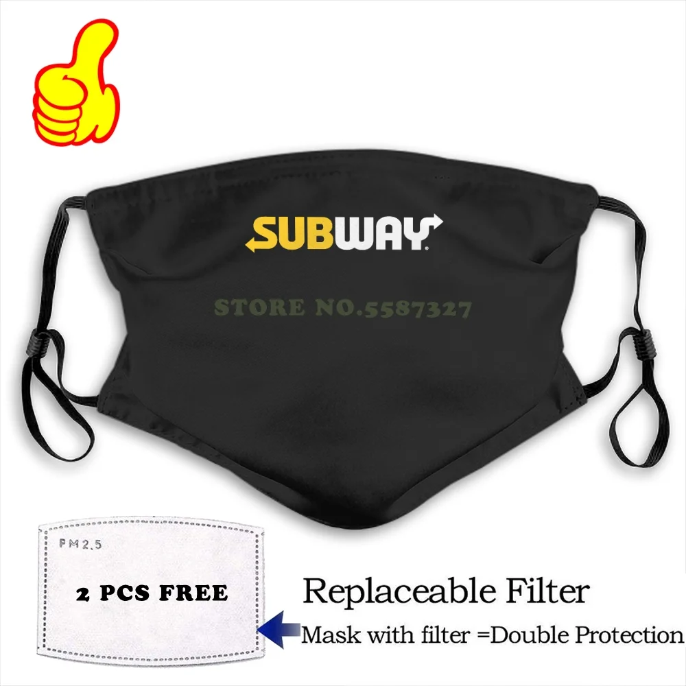 Face Mask Subway Fast Food Restaurant New Logo yellow White fashion funny design black Reusable Protective Masks | Аксессуары для