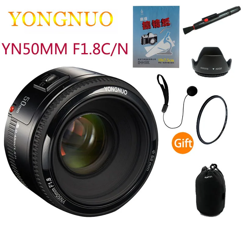 Объектив Yongnuo для камеры yn50 мм 50 1 8 ef eos af mf камера canon t6 700d 750d 800d 5d mark ii iv 10d |