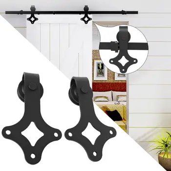 

6.6FT Steel Barn Wood Roller Track Indoor Sliding Door Hardware Set Antique Track System Slides Track schuifdeur systeem