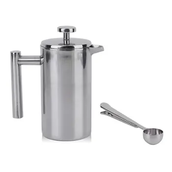 

French Coffee Maker Stainless Steel Insulated Coffee Tea Maker Pot With Clip