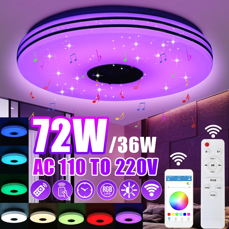 36W 72W Modern RGB LED Ceiling Lamp Home Lighting APP bluetooth Music Light Bedroom Lamp Smart Ceiling Light With Remote Control flush ceiling lights