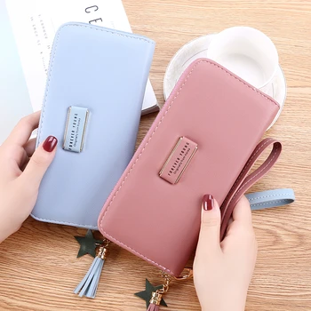 

Women's Simple Tassel Wallet Fashion Multifunction Card Holder Ladies Clutch Hasp Coin Purse Cell Phone Wallets Cartera de mujer