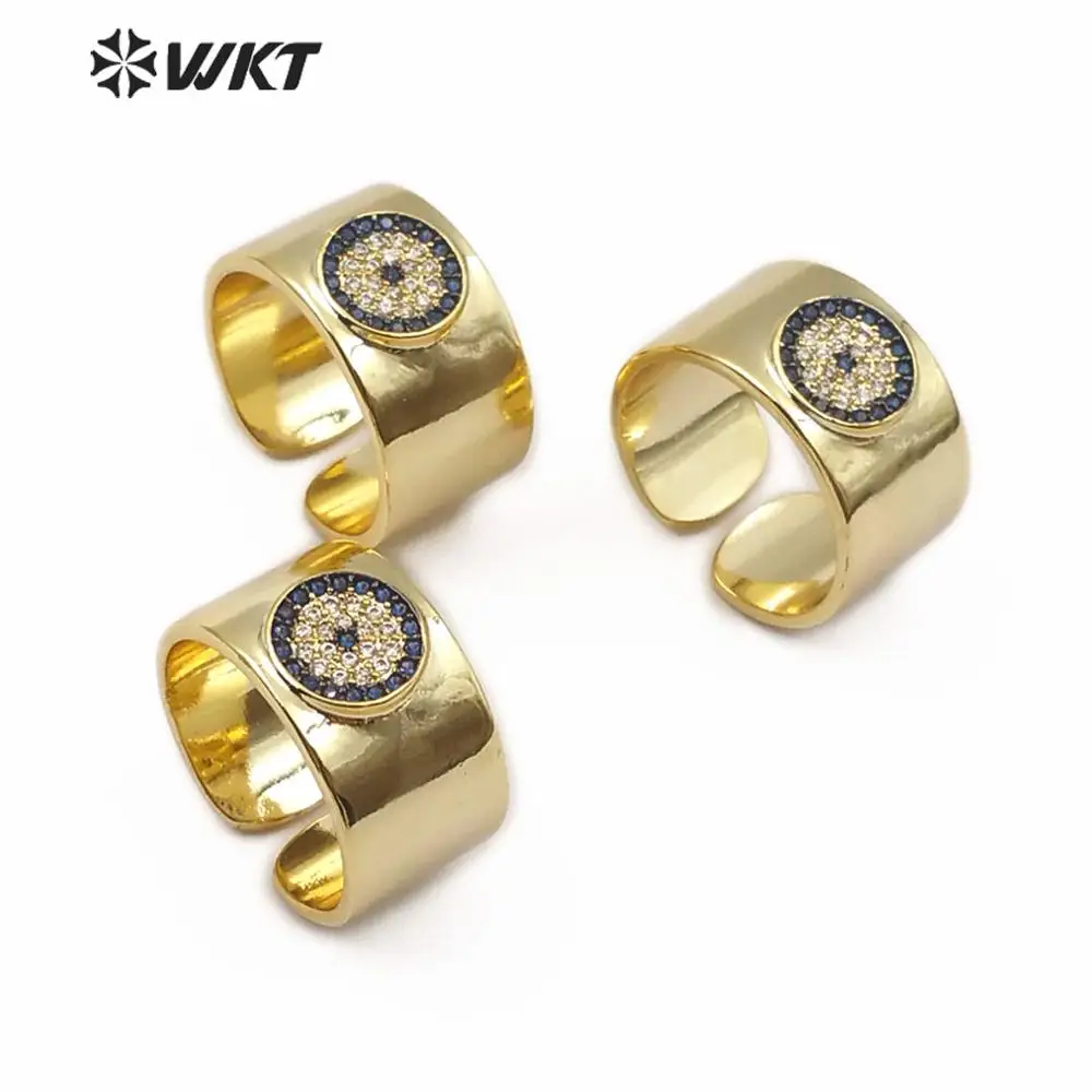 

WT-MR014 New Arrival!!Woman Fashion Ring Cubic Zirconia Pave Ring Eye Shape Adjustable Size Ring Micro Pave Ring Jewelry