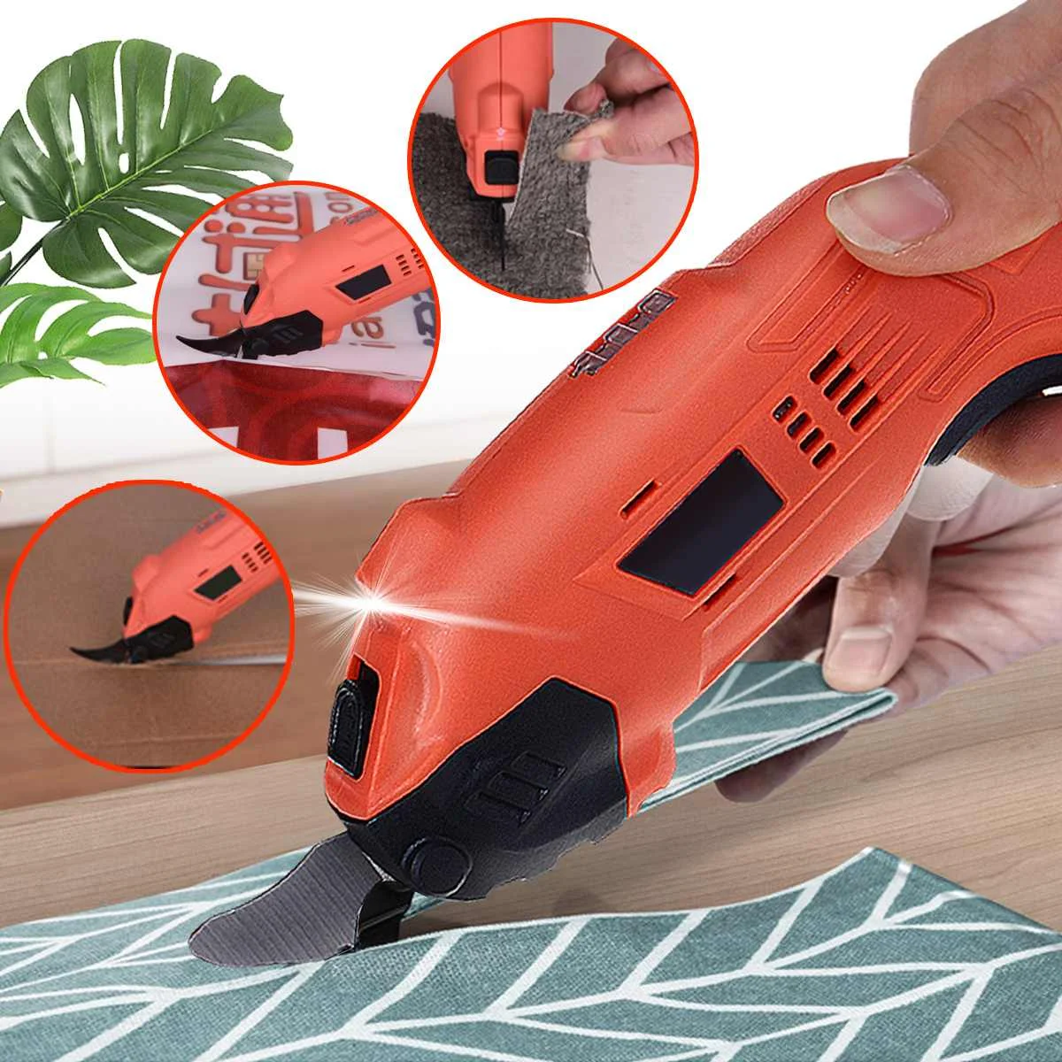 

220V Electric Cordless Scissors Tailors Cutter Cutting Machine With 2 Blades Cutting LED Workinglight Multipurpose Power Tool