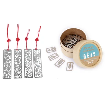 

20 Pcs Bookmarks in Metal 4 Differents Styles Flower Pine House and Owl & 4x Hollow Out Flower Style Metal Bookmark