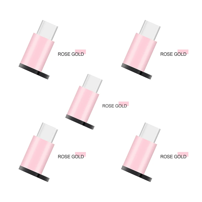 5 pcs rose gold 1/5 шт Micro USB к type-C usb-адаптер переходник Кабель для передачи данных для Xiaomi Redmi K20 huawei P20 30 samsung htc One Plus 7 - Цвет: 5 pcs rose gold