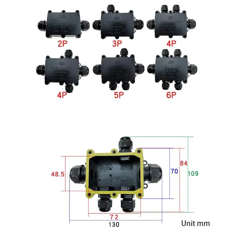 Распределительная коробка IP68 Водонепроницаемая УФ Защита от солнечных лучей на открытом воздухе несколько способов пластиковая электрическая распределительная коробка чехол для кабеля