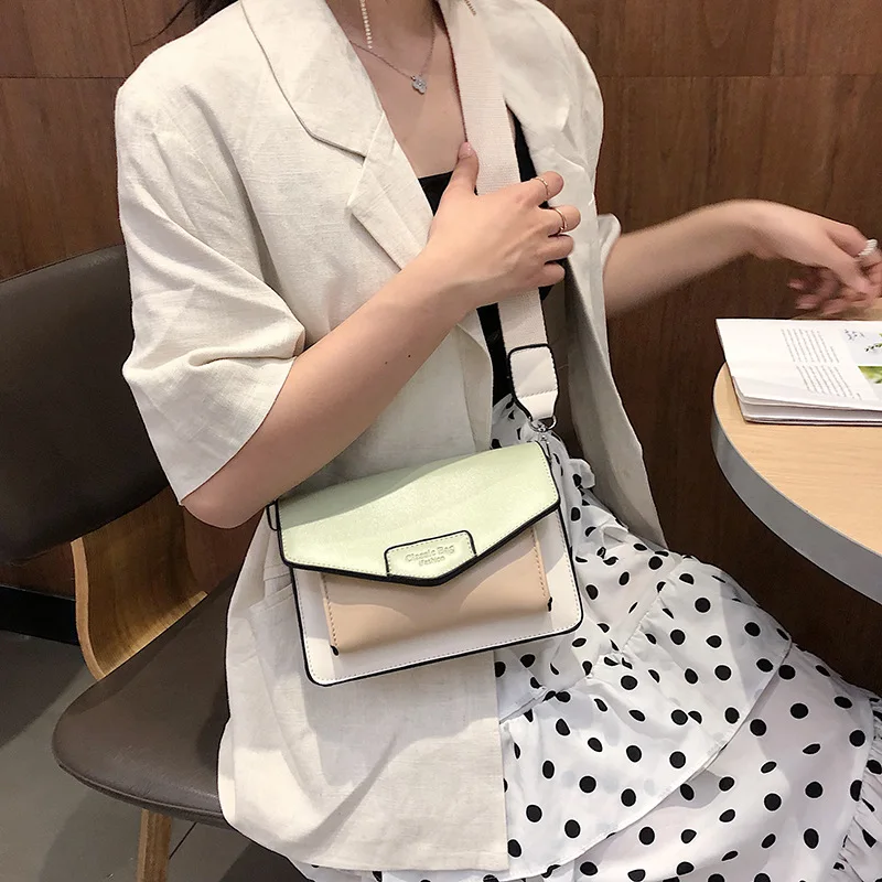 

Korean version of fashionable simple small square bag in summer 2019new color-impact chain bag with clean and fresh diagonal bag