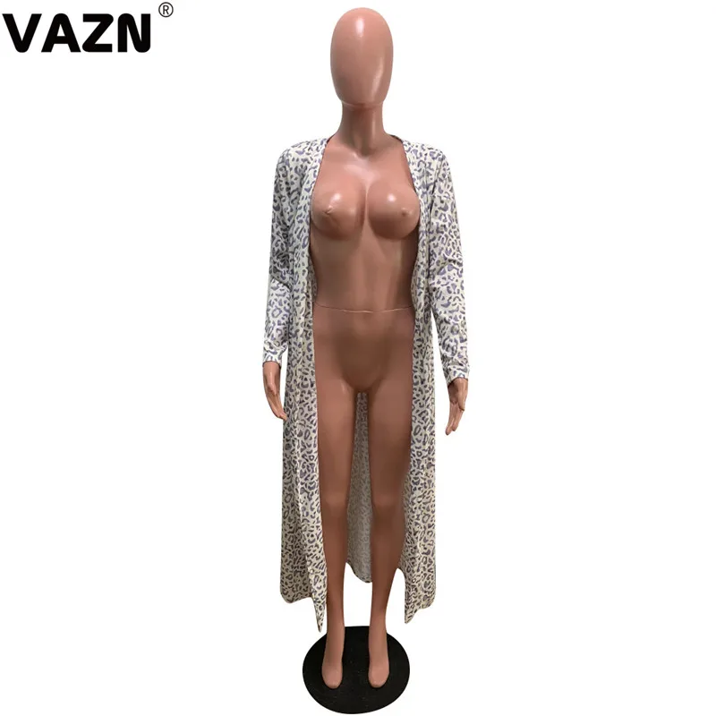 VAZN/Новинка года; Длинная Верхняя одежда из жоржета с леопардовым узором; ; дизайнерская пикантная одежда с открытым швом для молодых девушек; облегающая верхняя одежда