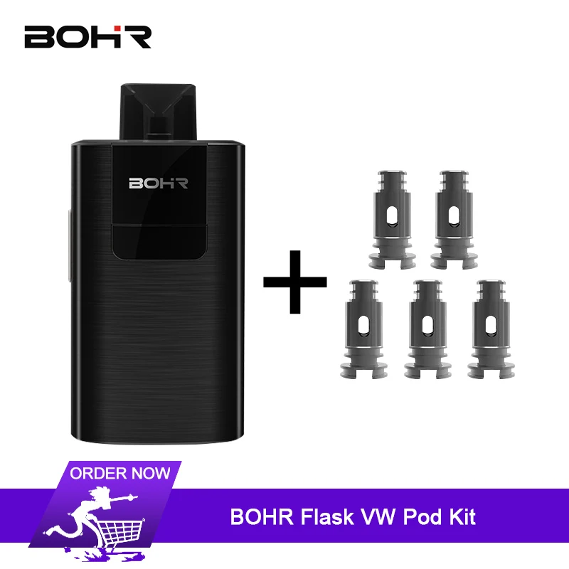 

BOHR Flask VW Pod Kit and 2ml Refillable Cartridge electronic cigarette vaporizer portable vape pen with 0.49 inch Oled display
