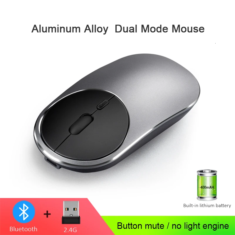 Беспроводная Usb+ Bluetooth мини компьютерная мышь, двойной режим, перезаряжаемая оптическая Бесшумная офисная мышь Mause, алюминиевая розовая компьютерная мышь для Mac OS