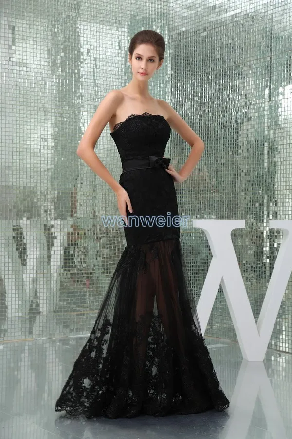 Торжественное платье vestidos vestido de noiva ручной работы с бантом на заказ сексуальное черное кружевное длинное платье подружки невесты с аппликацией