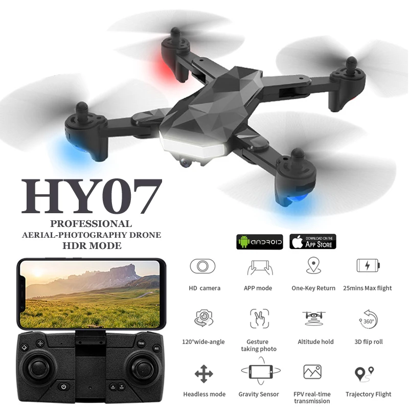 Радиоуправляемый Дрон HY07 с камерой HD вертолет удержание высоты Wi-Fi FPV Складная