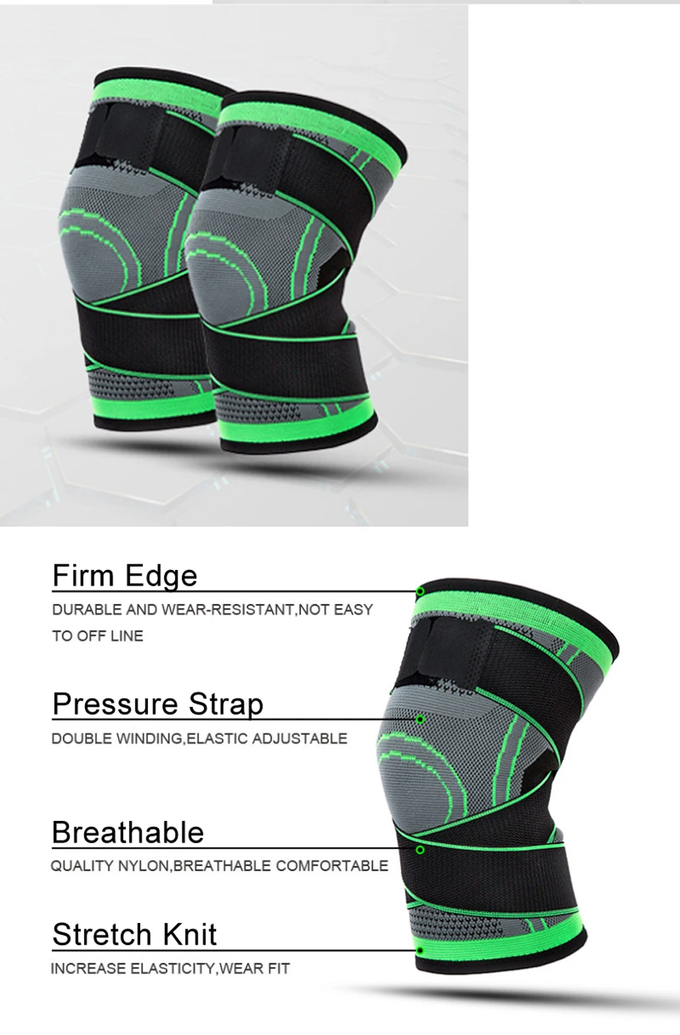 Дышащая повязка коленного бандажа Поддержка профессиональные защитные спортивные наколенники для баскетбола Футбол Велоспорт Бег Пеший