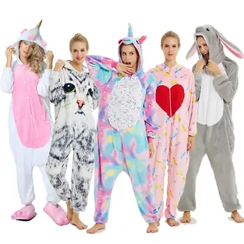 

Pajamas For Women Unicorn Flannel Cute Animal Pajamas Sets Women Winter Sleepwear unicornio Nightie Pyjamas Home wear