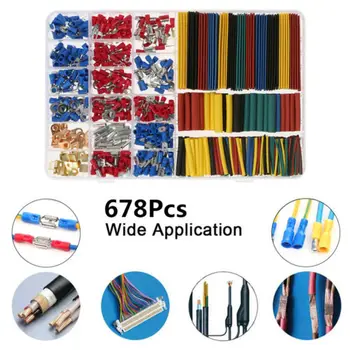 

Top-678Pcs Electrical Wire Terminals Set, 350 PCS Crimp Terminals Butt Connectors + 328 PCS 2:1 Heat Shrink Tubing Assorted Insu