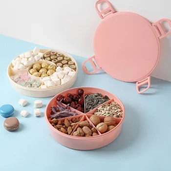 

Double-Layer Grid Dried Fruit Plate Candy Box Living Room With Lid Plastic Home Melon Seed Box Snack Storager Desktop Organizer