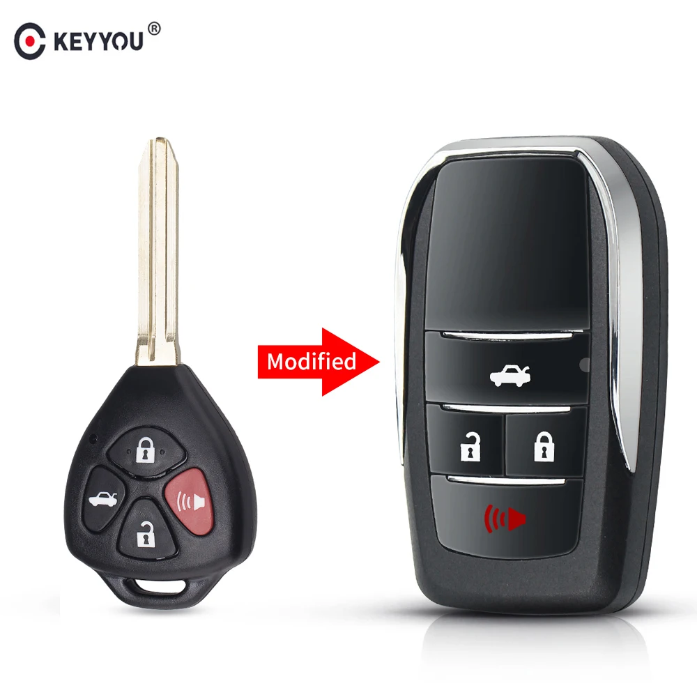 KEYYOU Modified Flip Remote Key Case For Toyota Avlon Crown Corolla Camry RAV4 Reiz Yaris Prado Shell Toy43 4 Buttons | Автомобили и
