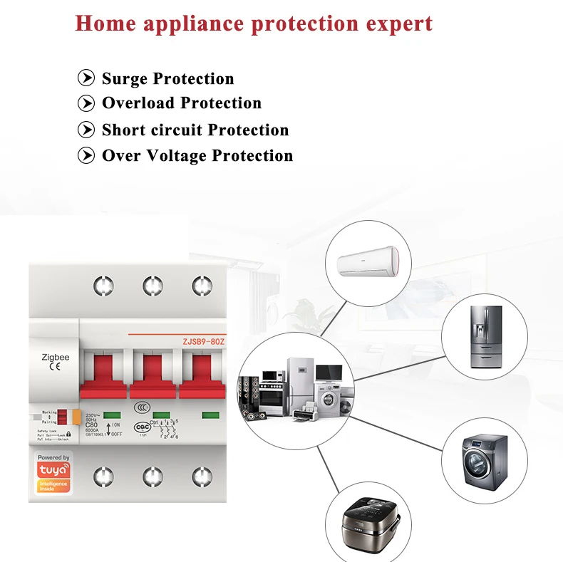 Zigbee 3p Disjuntor 16a125a Inteligente Mcb Tuya Smart App Controle de Voz Via Alice Alexa Google Home - Image 2