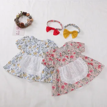 

MILANCEL summer baby girls clothes red floral baby bodysuit Korean style toddler girls jumpsuit bow heaaband