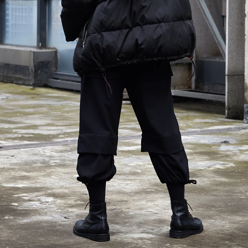 

Men's nine split trousers spring/summer new men's false two low crotch pants Yamamoto style hair stylist British fashion