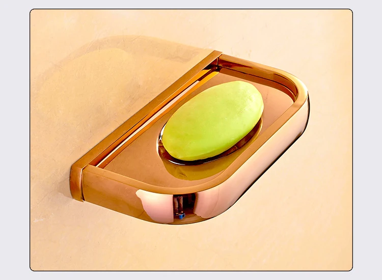 Description Picture 3 of itemClassic Brass Rose Gold Bathroom Accessories Simple Wall-Mounted Towel Bar Soap Dish Toilet Paper Holder BS3243
