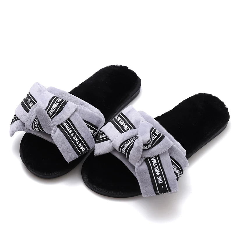 

2019 New Women's Plush Slippers Spring And Autumn Indoor And Outdoor Plus Velvet Slippers Open Toe Flannel Women Home Shoes